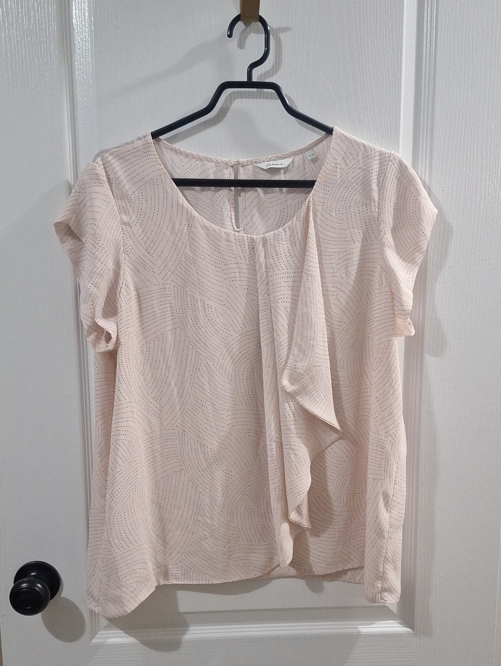 Light Pink Ruffle Front Women's Top